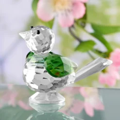 Deko Glasvogel "Grünspecht" mit Facettenschliff