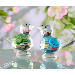 Deko Glasvogel "Grünspecht" mit Facettenschliff