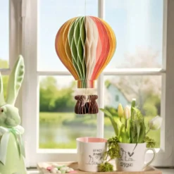 Dekohänger Heißluftballon Wabenoptik 19 cm Papierdeko