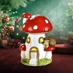 Deko Pilz terrakotta mit LED-Beleuchtung