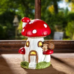 Deko Pilz terrakotta mit LED-Beleuchtung
