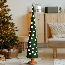 Deko-Tannenbaum aus Mangoholz & Texil grün groß
