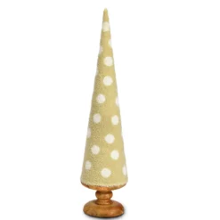 Deko-Tannenbaum aus Mangoholz & Texil beige mittel