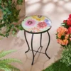Dekotisch im Retro-Stil mit Glasplatte "Blumen"
