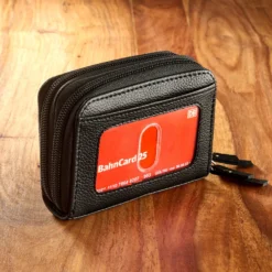 Doppelgeldbörse aus Leder mit RFID-Schutz schwarz