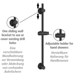 Duschstange ohne Bohren Edelstahl Schwarz WENKO