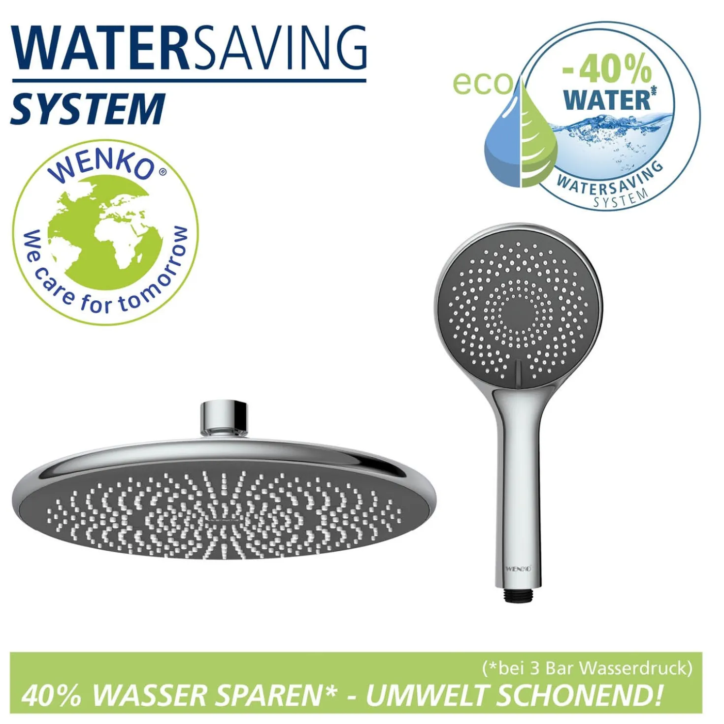 Duschsystem Watersaving Chrom höhenverstellbar WENKO