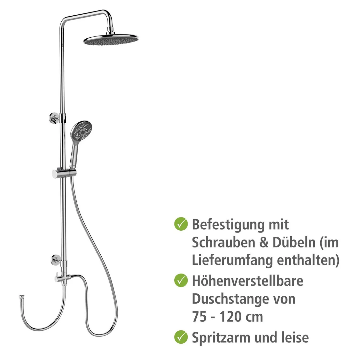 Duschsystem Watersaving Chrom höhenverstellbar WENKO