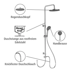 Duschsystem Watersaving Chrom höhenverstellbar WENKO