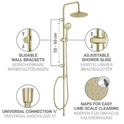 Duschsystem Young Line Gold mit 3-fach Handbrause WENKO