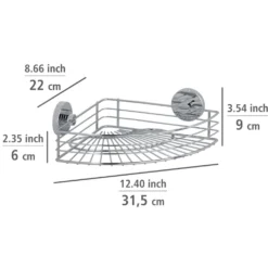 Eckablage Bari mit Haken 3-tlg. Vacuum-Loc Schwarz WENKO
