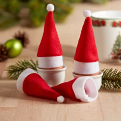 Eierwärmer "Weihnachtsmütze", 4er-Set