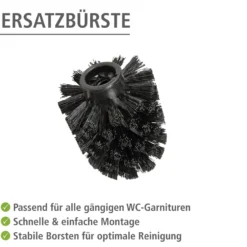 Ersatzbürstenkopf Ø 8 cm „WC-Ersatzbürste“ 10er Set Schwarz WENKO