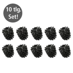 Ersatzbürstenkopf Ø 8 cm „WC-Ersatzbürste“ 10er Set Schwarz WENKO