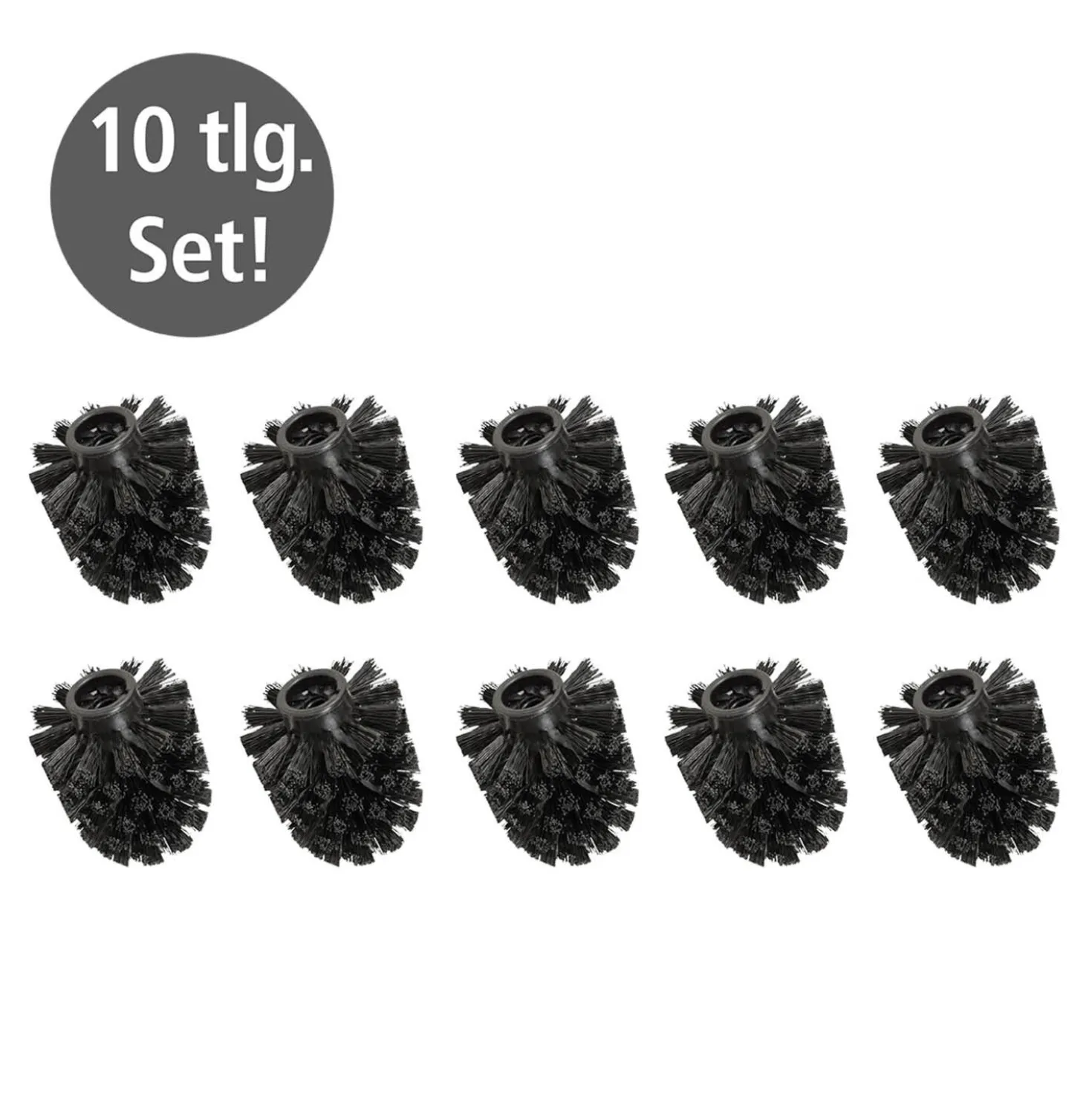 Ersatzbürstenkopf Ø 8 cm „WC-Ersatzbürste“ 10er Set Schwarz WENKO