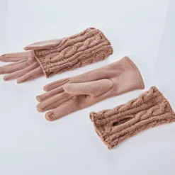 Feinstrick-Handschuh + Armstulpen 2er-Set camel