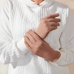 Feinstrick-Handschuh + Armstulpen 2er-Set camel