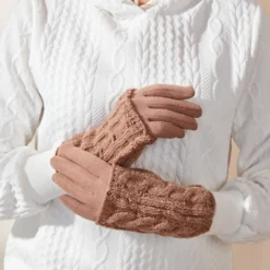 Feinstrick-Handschuh + Armstulpen 2er-Set camel