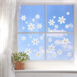 Fensterbild "Blumen" weiß