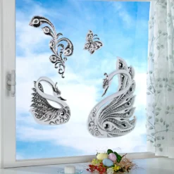 Fensterbild "Schwäne" mit Strass