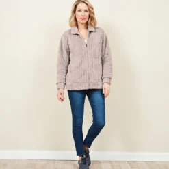 Flanell-Jacke taupe