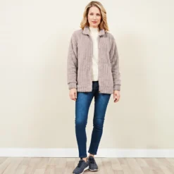 Flanell-Jacke taupe