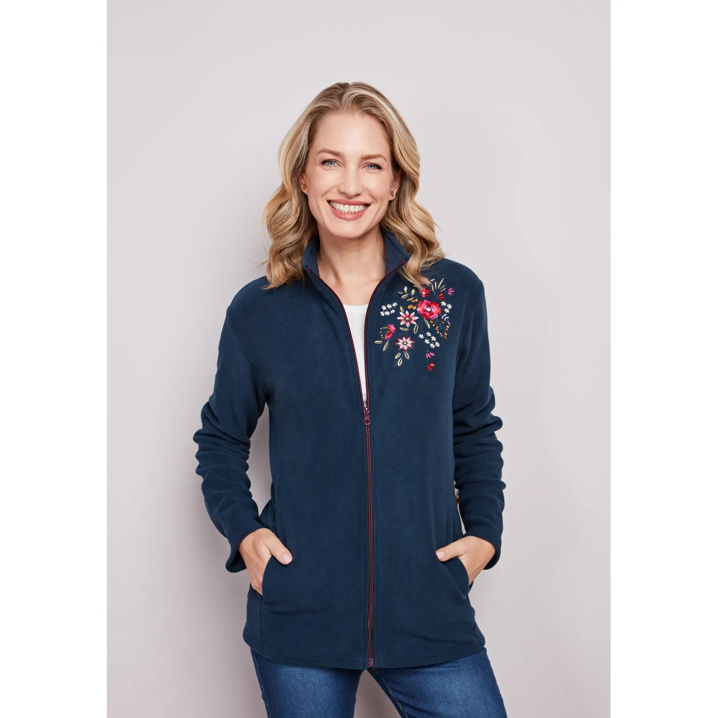 Fleece-Jacke "Blüte" navy
