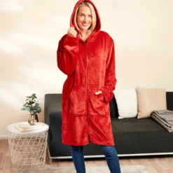 Fleece-Jacke mit Kapuze