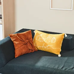 Fleece-Kissen "Herbst" mit Quasten Eldo gelb