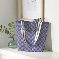 Flyknit-Shopper "Valentina" blau-weiß