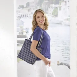 Flyknit-Shopper "Valentina" blau-weiß