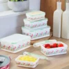 Frischhaltedosen "Blumenmuster" mit Silikondichtung, 6er-Set