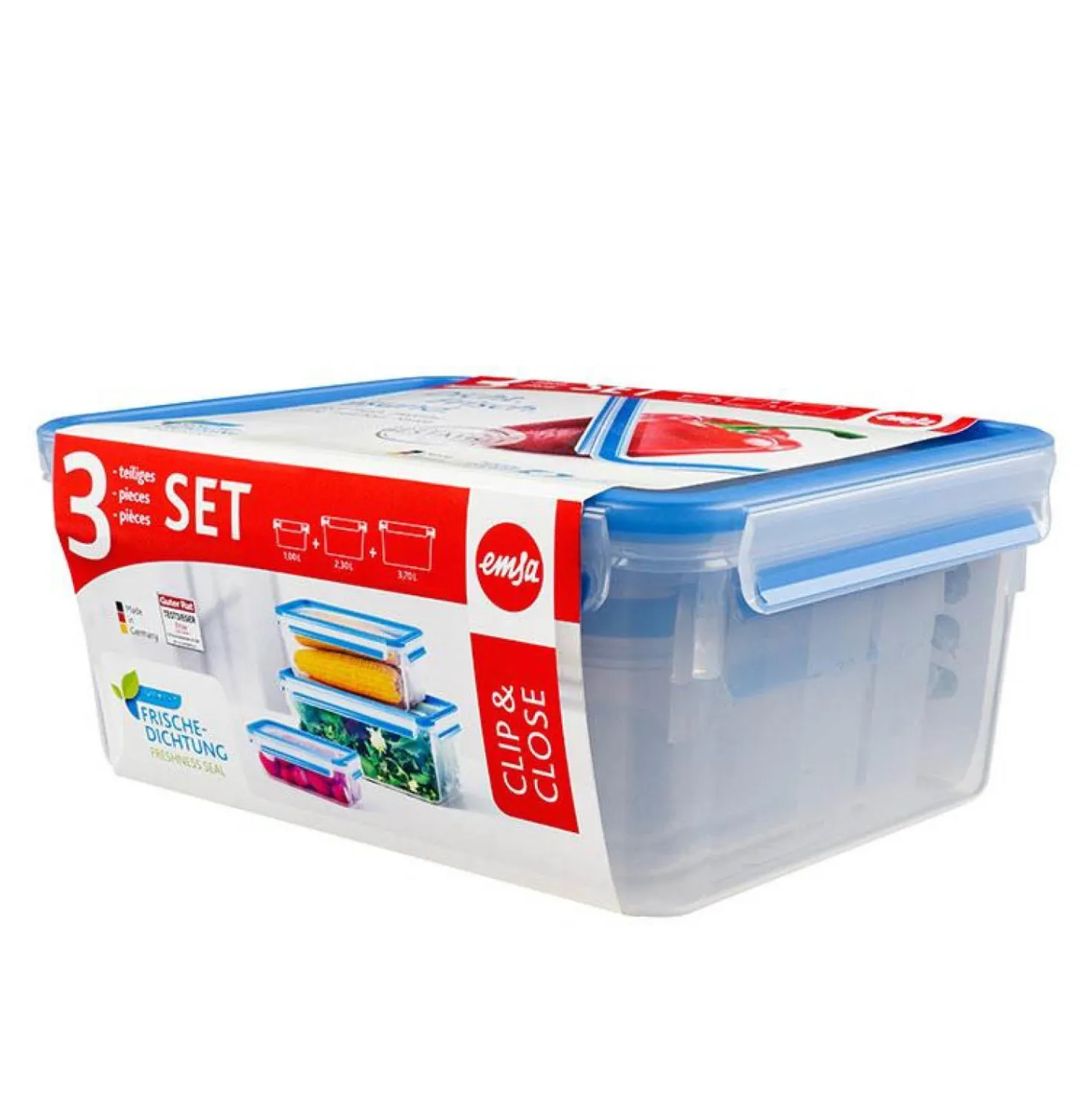Frischhaltedosen-Set „Clip & Close“ groß 3-tlg. EMSA