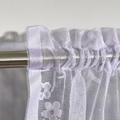 Gardine im Retro-Stil mit Satinband, 2-tlg.