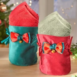 Geschenkbeutel mit Gästetüchern rot 3-tlg.