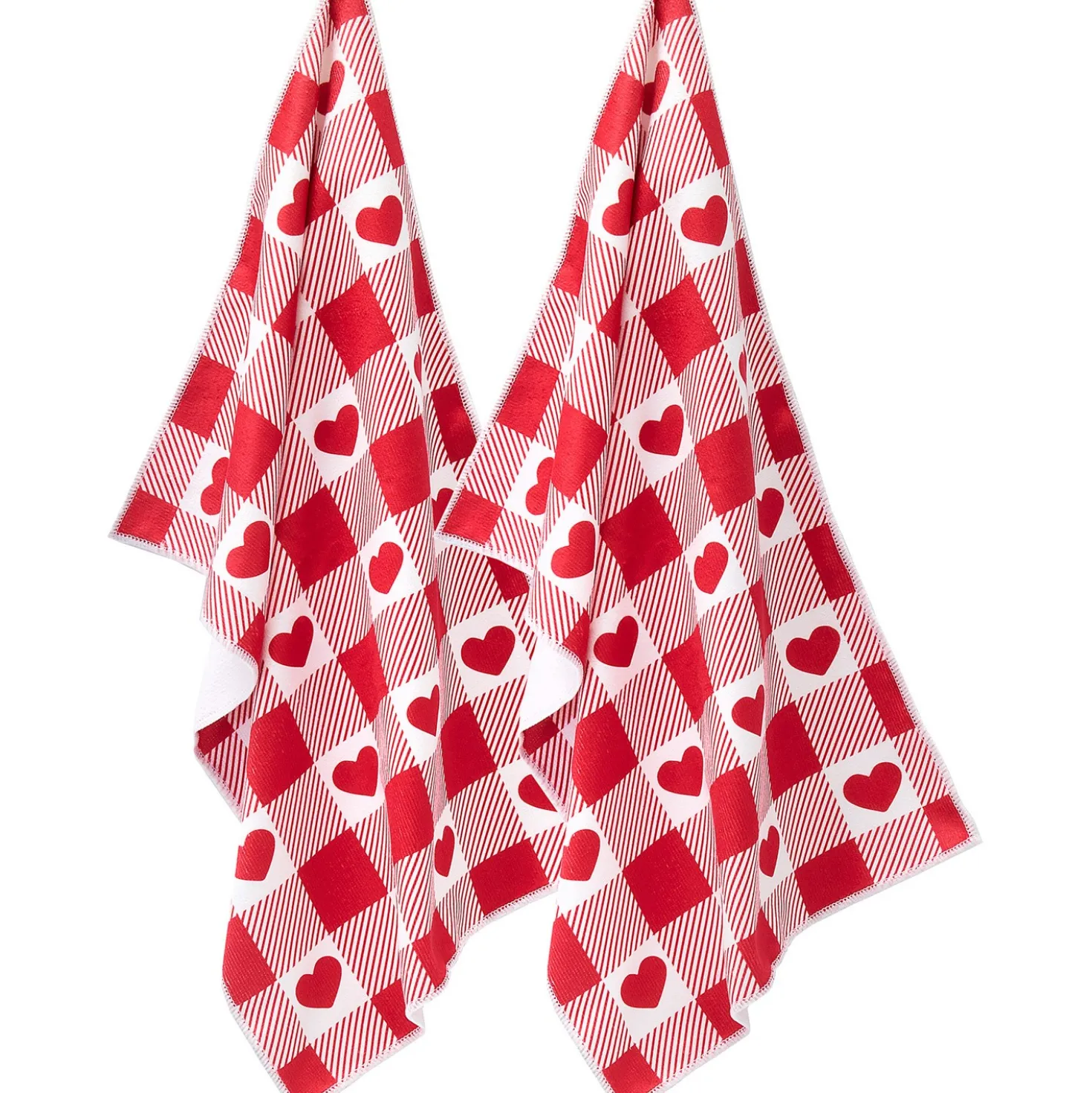 Geschirrtücher "Rote Herzen" 2er-Set