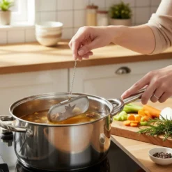 Gewürzsieb / Kräutersieb zum Kochen – mit Kette und Haken