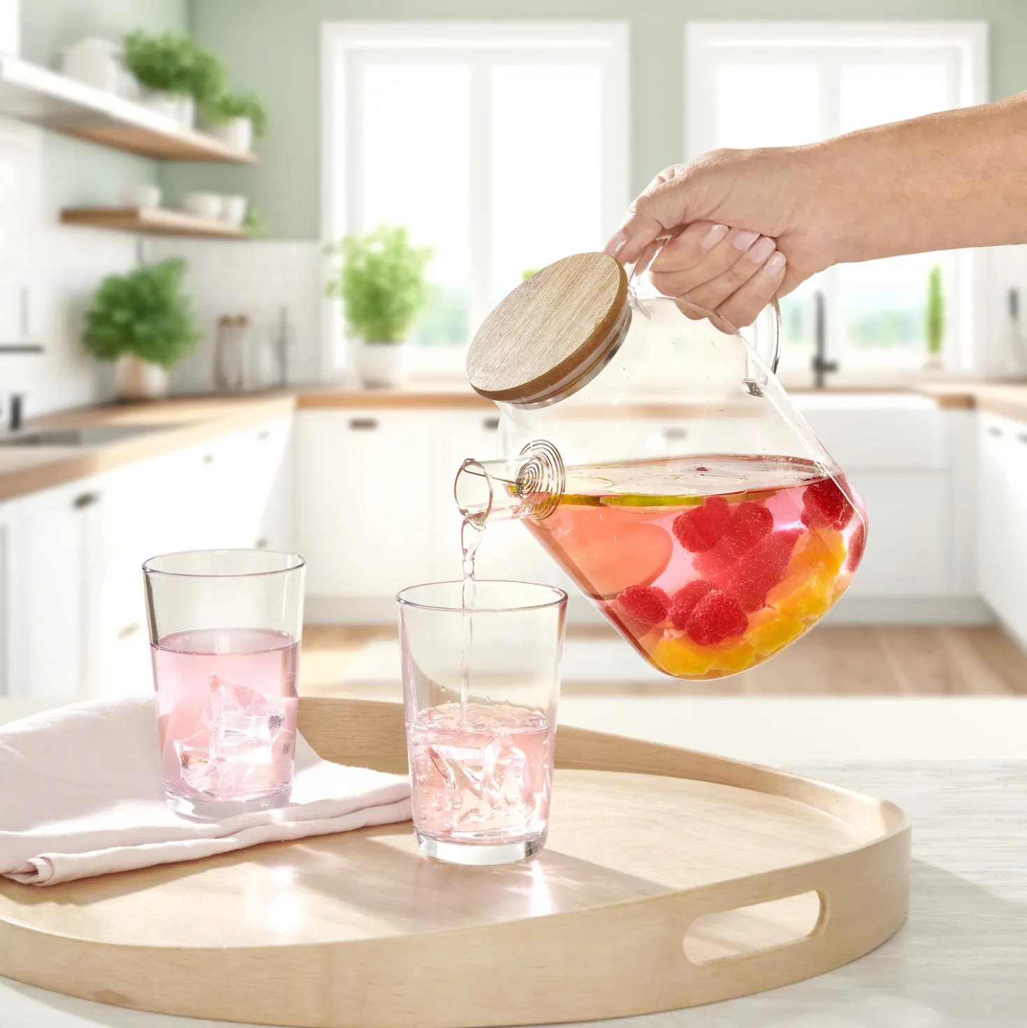Glaskaraffe 1,8 L mit Holzdeckel Eldo