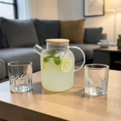 Glaskaraffe 1,8 L mit Holzdeckel Eldo