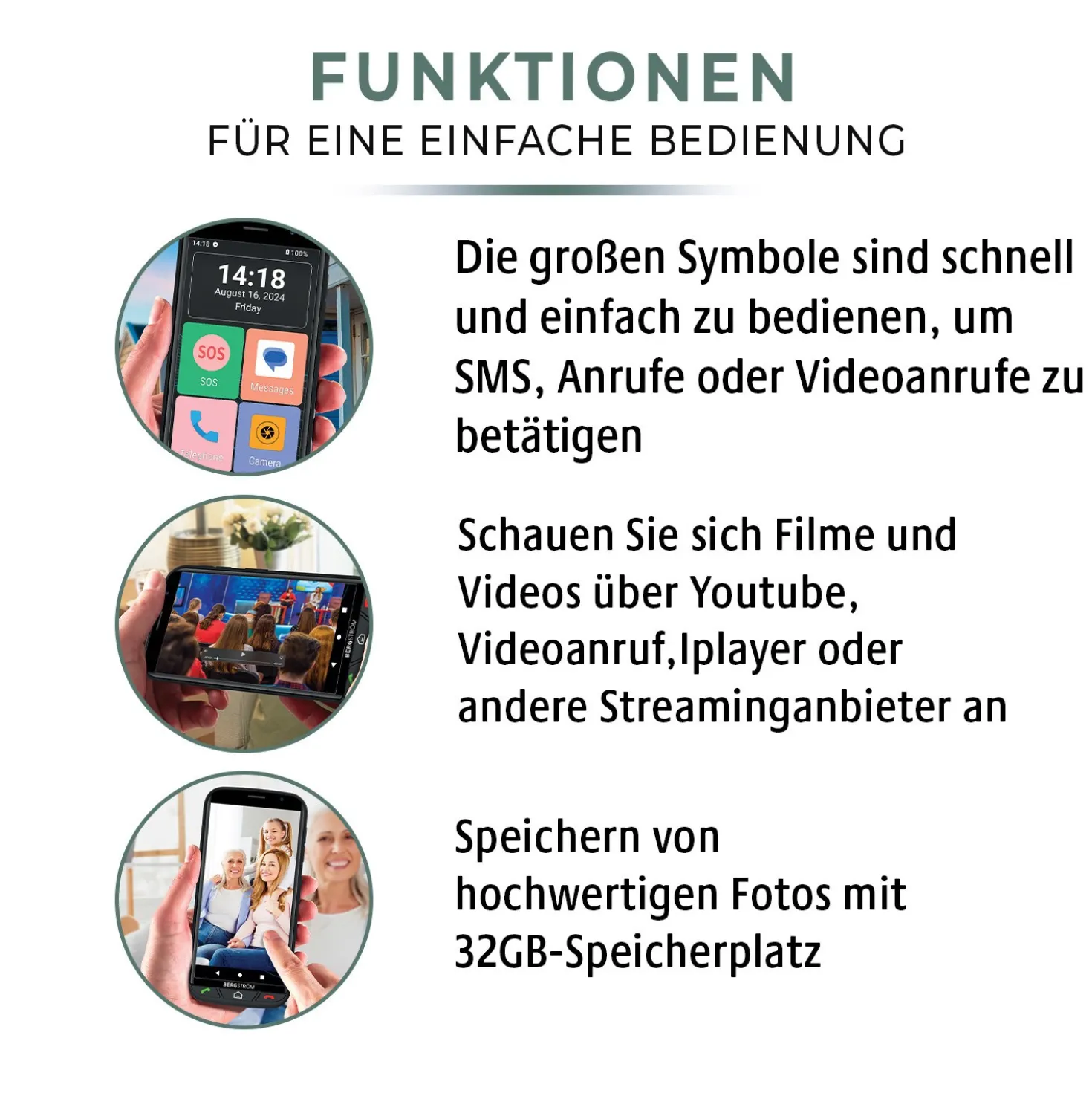 4G-Smartphone einfach bedienbar Bergström