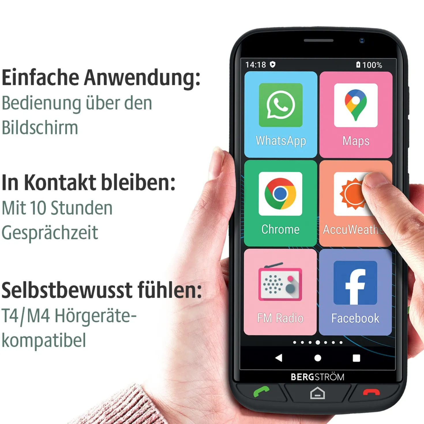 4G-Smartphone einfach bedienbar Bergström
