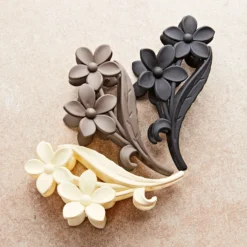 Haarspangen "Blumen" schwarz-beige-taupe 3er-Set