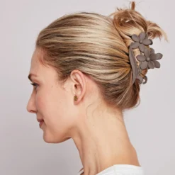 Haarspangen "Blumen" schwarz-beige-taupe 3er-Set