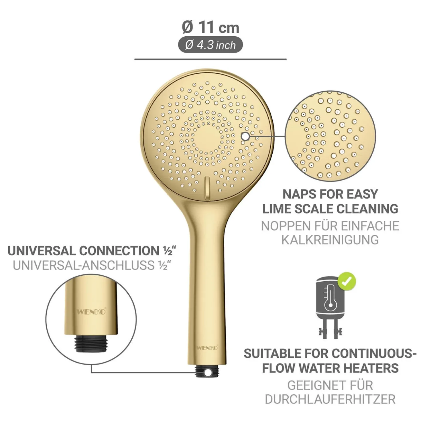 Handbrause „Watersaving“ Gold matt WENKO