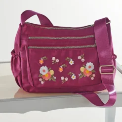 Handtasche "Blumenranke" fuchsia