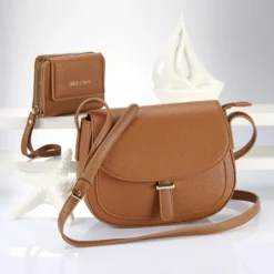 Handtasche "Kora" in Leder-Optik cognac