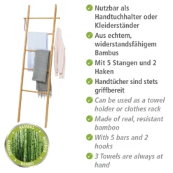 Handtuchleiter „Bahari“, Bambus, 5 Stangen WENKO