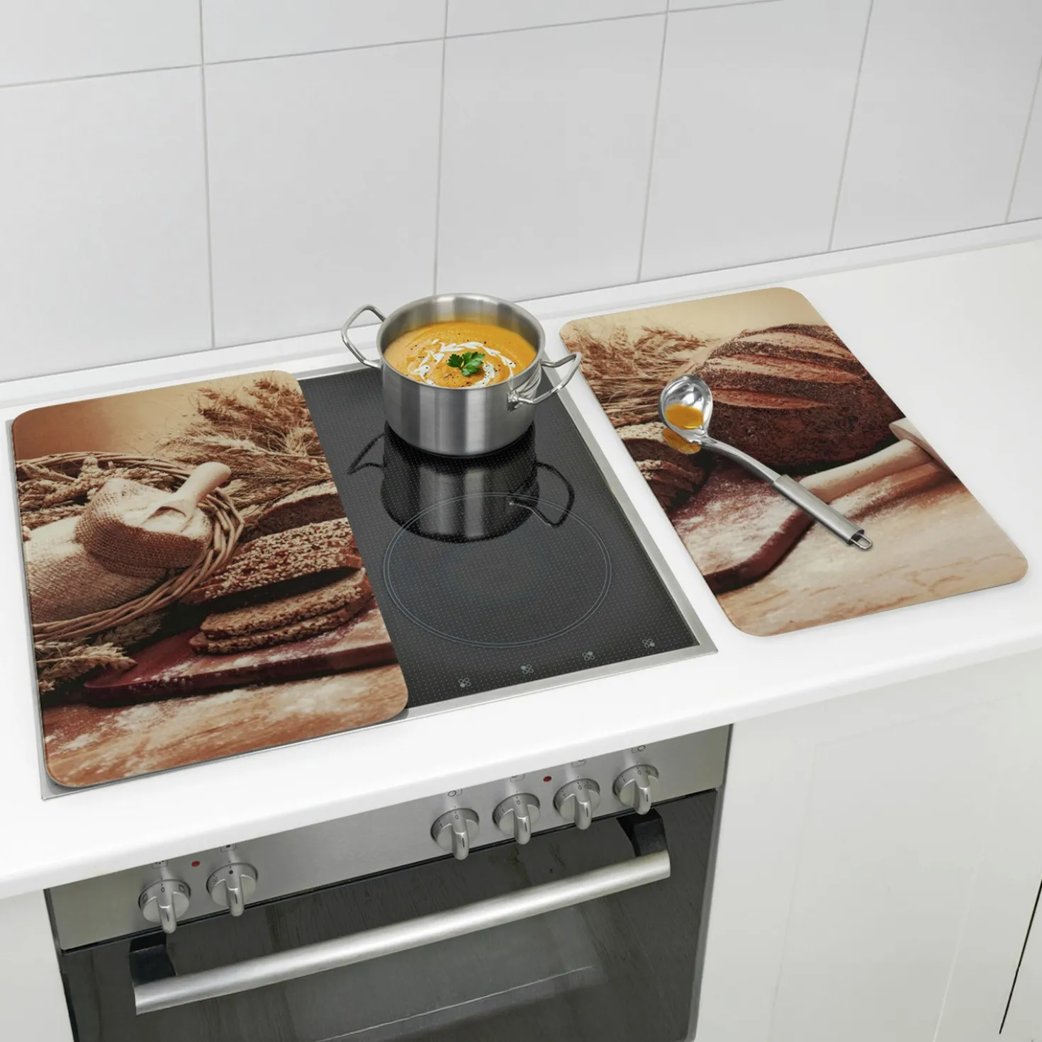 Herdabdeckplatten "Brot-Design" 2er-Set Basilico