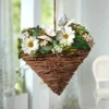 Hängedeko Rattanherz mit Blüten