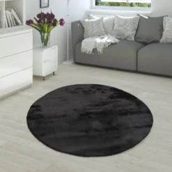 Hochflor-Teppich RABBIT 780 Schwarz Rund Paco Home